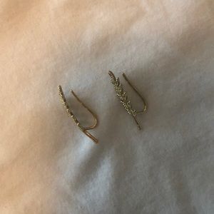 Gold Plated Leaf Ear Crawler Earrings